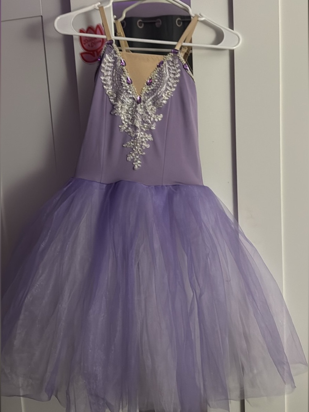 Girls Lavender Tulle Dance Costume Dress with Sequin Bodice